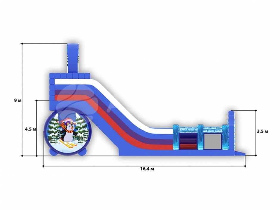 Зимняя горка Снежная — надувной аттракцион для катания