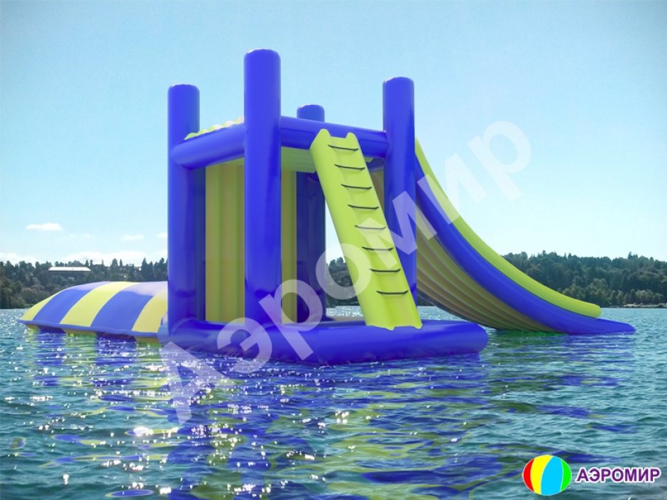 Надувная водная горка с вышкой и блобом