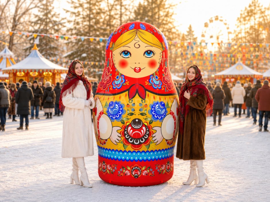 Надувная фигура матрёшки Городецкая для праздников, ярмарок и фотозон