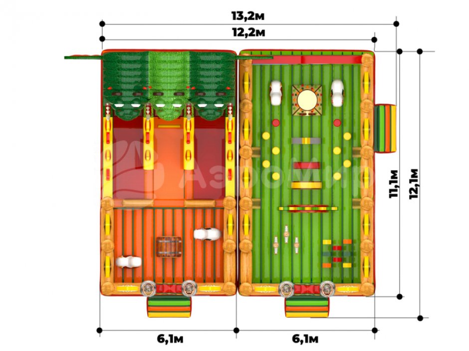 Большой надувной батутный комплекс Змей Горыныч