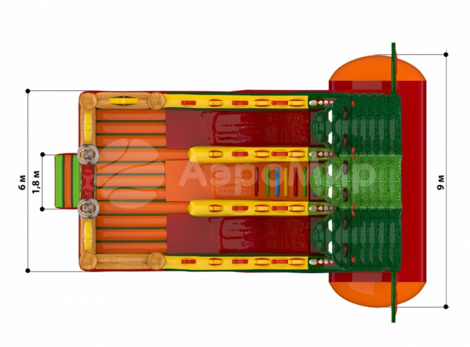 Надувной батут Большой Змей Горыныч — большой авторский батут-горка на 66 м²