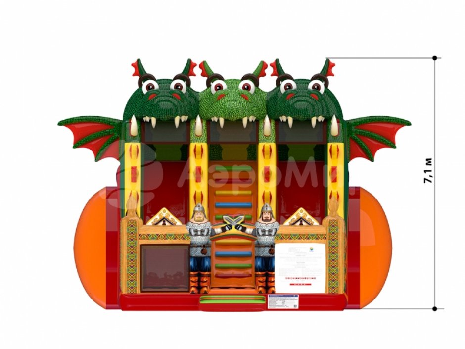 Надувной батут Большой Змей Горыныч — большой авторский батут-горка на 66 м²