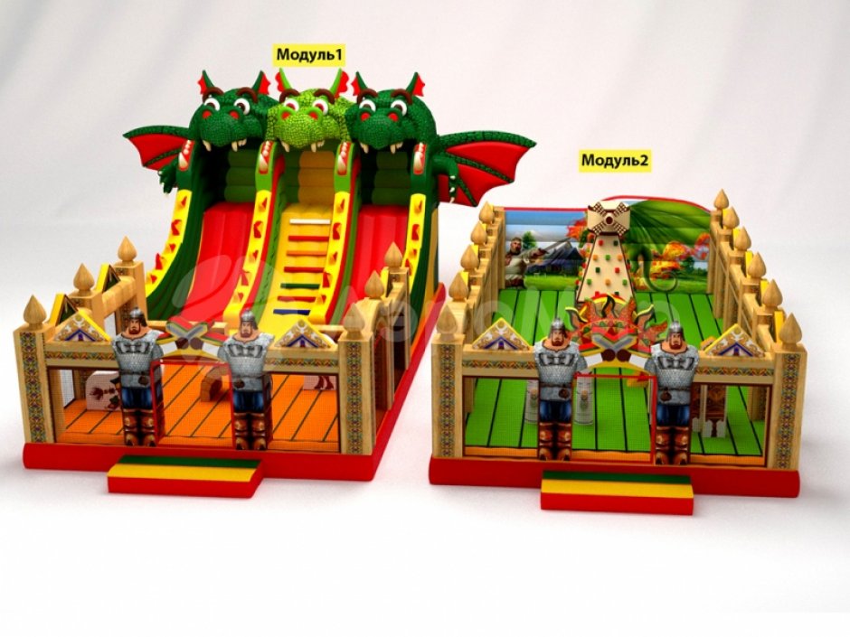 Большой надувной батутный комплекс Змей Горыныч