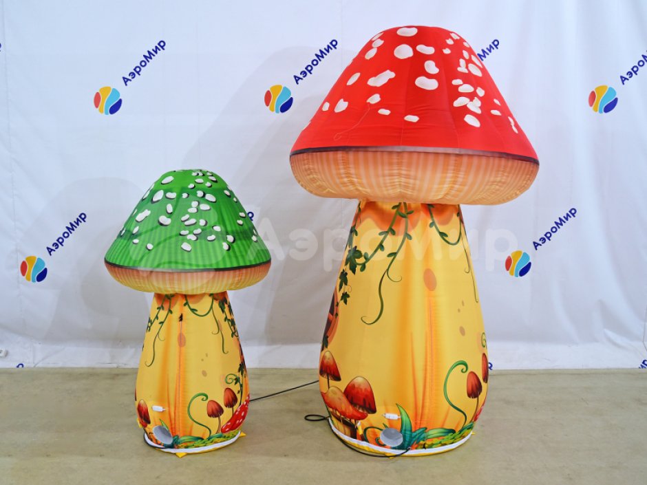Надувные сказочные грибы — парковые фигуры с подсветкой