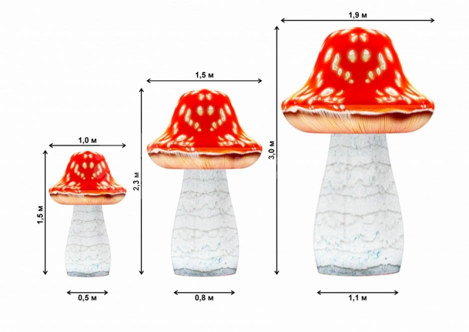 Надувные грибы — парковые фигуры с подсветкой