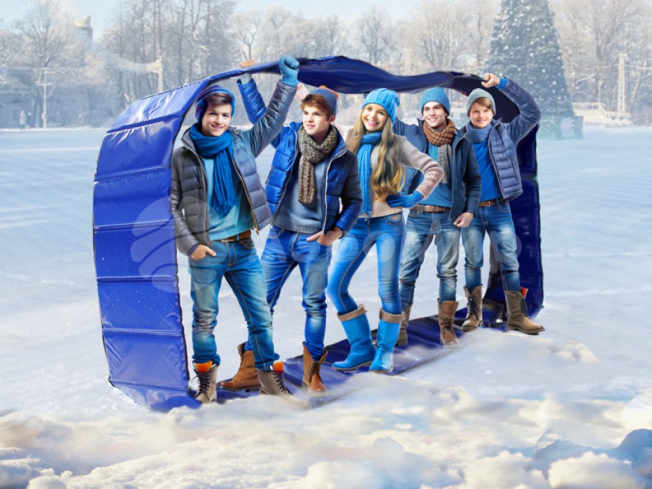 Гусеница — забавный реквизит для эстафет зимой и летом