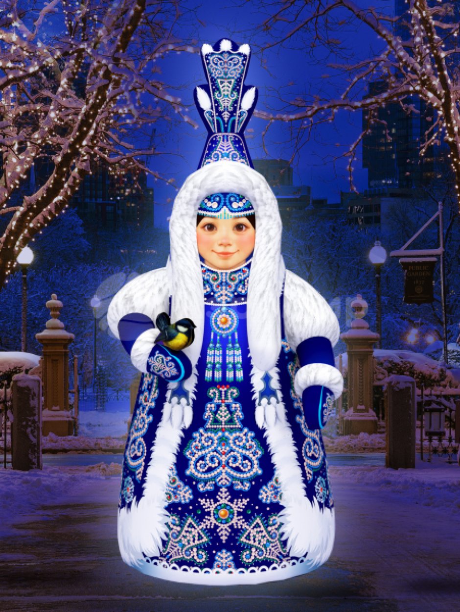 Надувная якутская Снегурочка Хаарчаана — для оформления зимних площадок и фотозон.