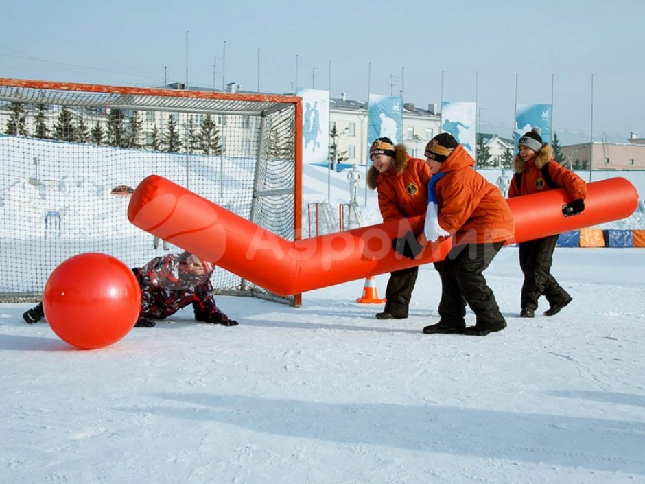 Гигантский хоккей — огромные клюшки и шайба для развлечения и командных игр