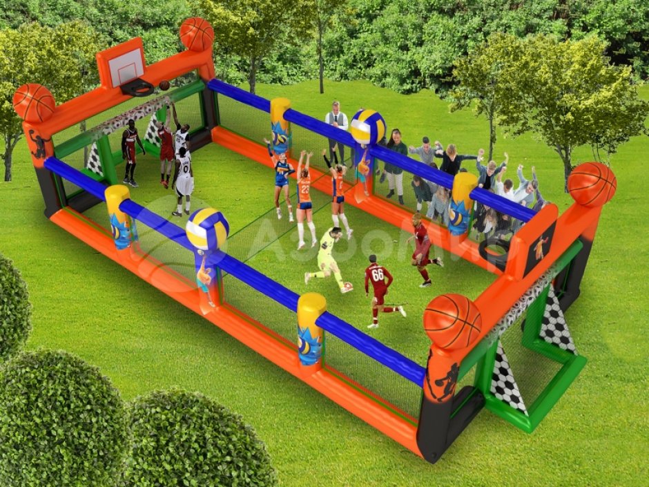 Игровая площадка 3 в 1 — футбол, волейбол, баскетбол