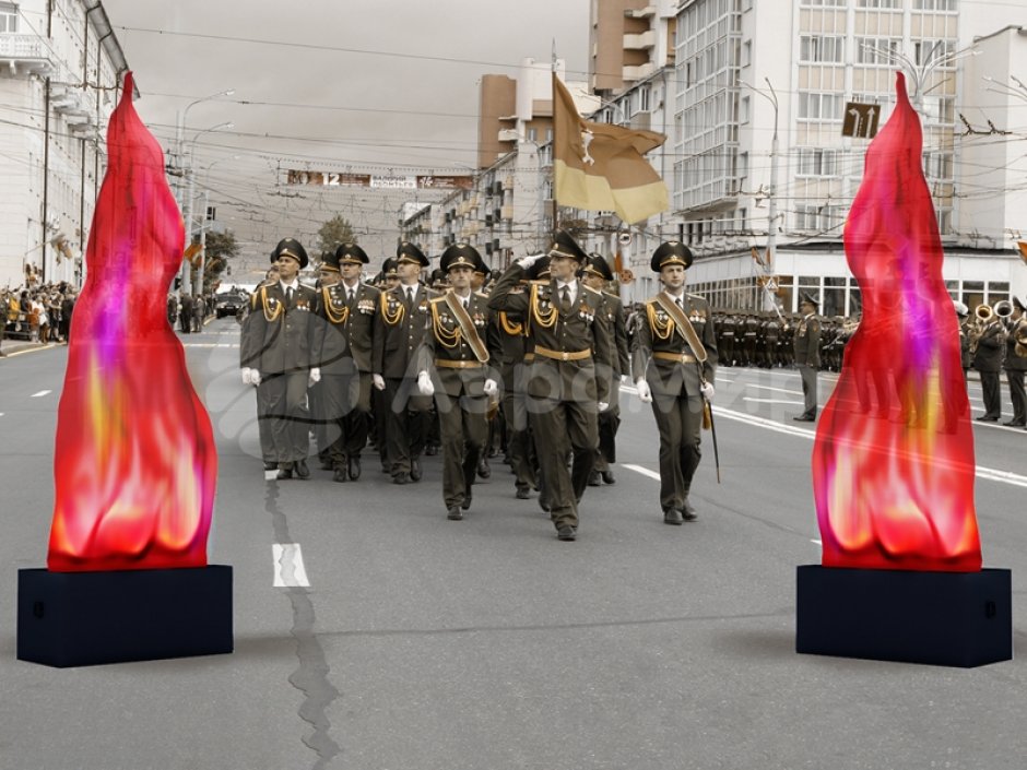 Имитация пламени — торжественное оформление 9 мая