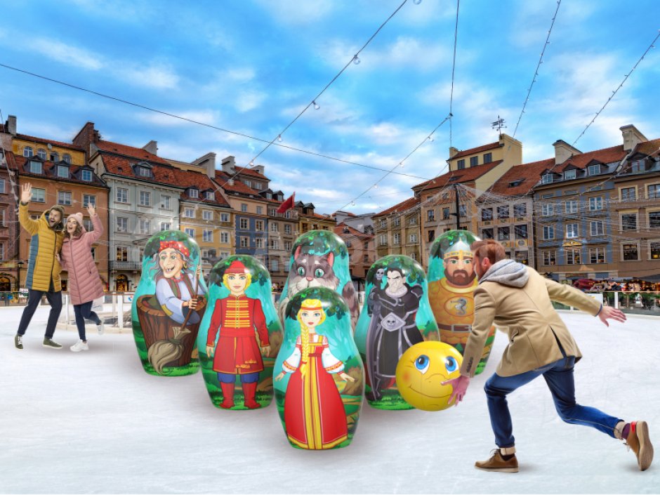 Большие надувные кегли с мячом