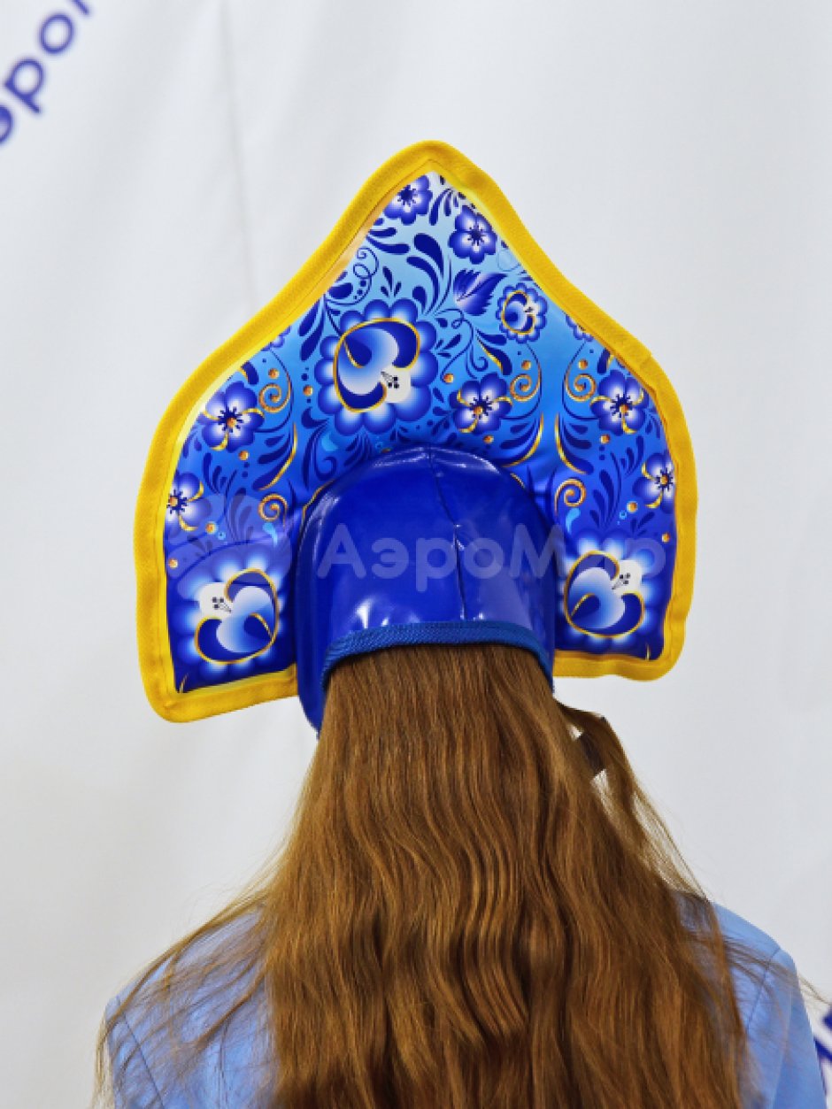 Кокошник игровой гжель сзади