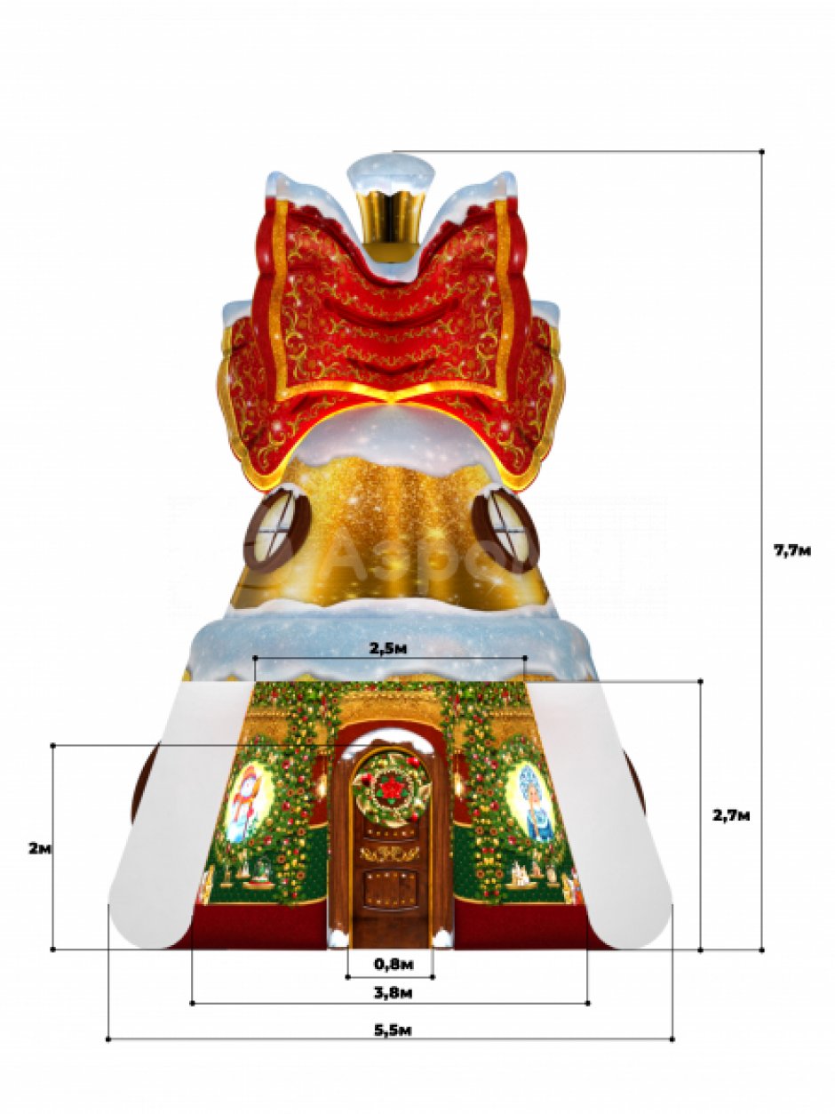 Колокольчик дом — новогодняя надувная конструкция с фото зоной внутри