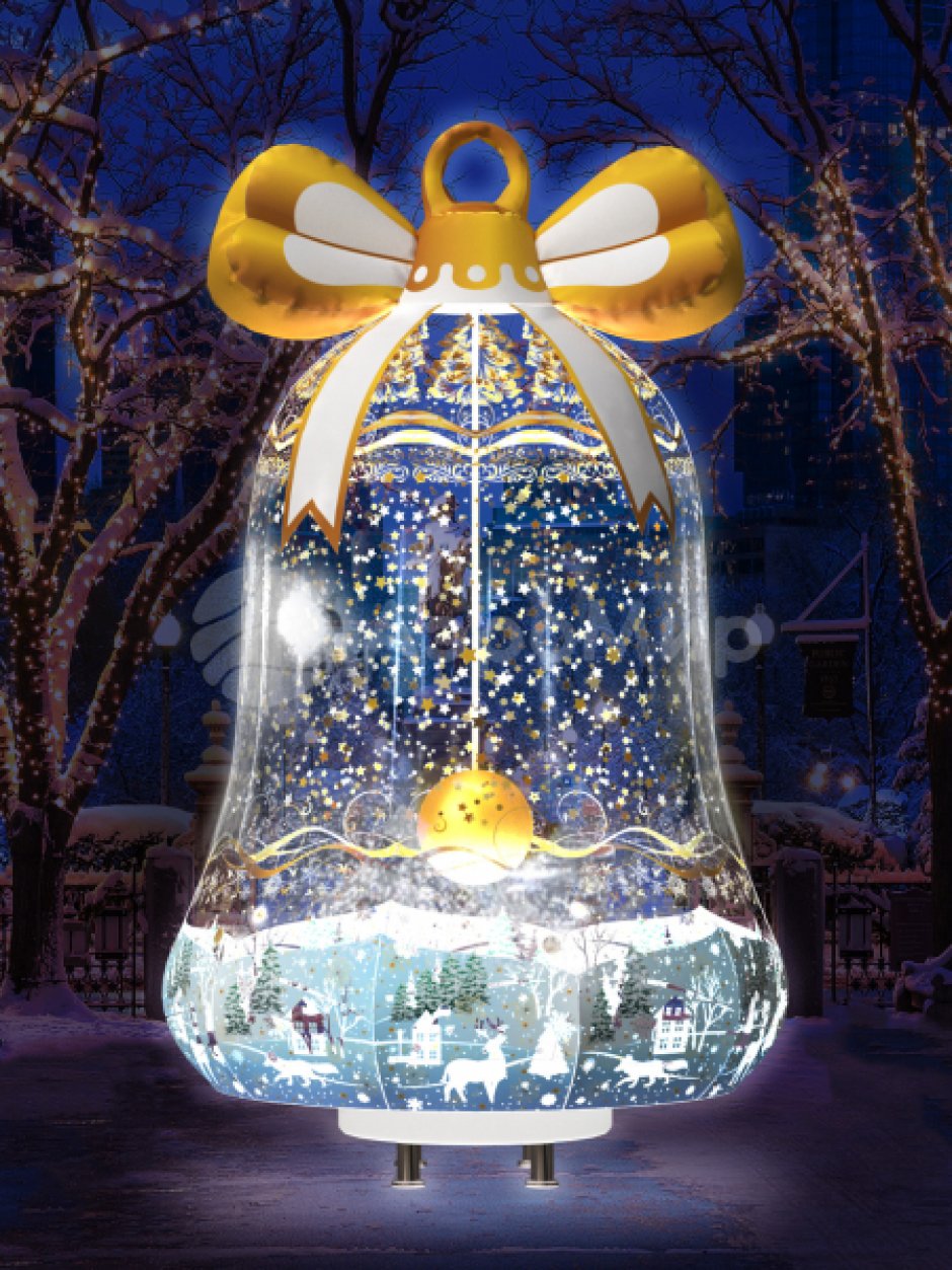Новогодняя надувная фигура «Колокольчик» с эффектом снега и невероятной подсветкой