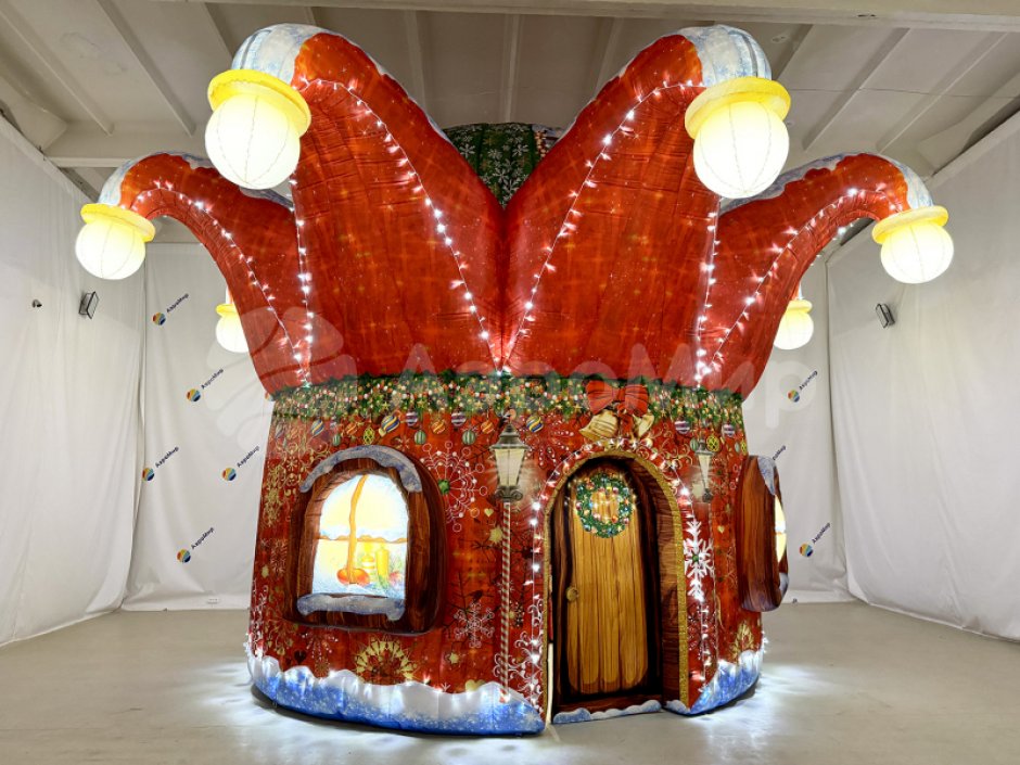 Колпак дом — новогодняя надувная конструкция с фотозоной внутри
