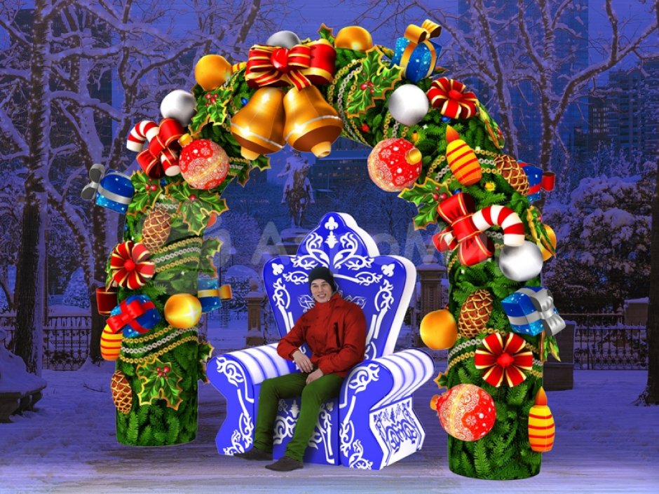 Комплект новогодних надувных фигур Арки и Трона