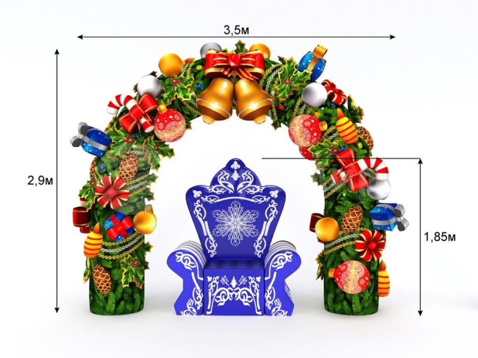 Комплект новогодних надувных фигур Арки и Трона