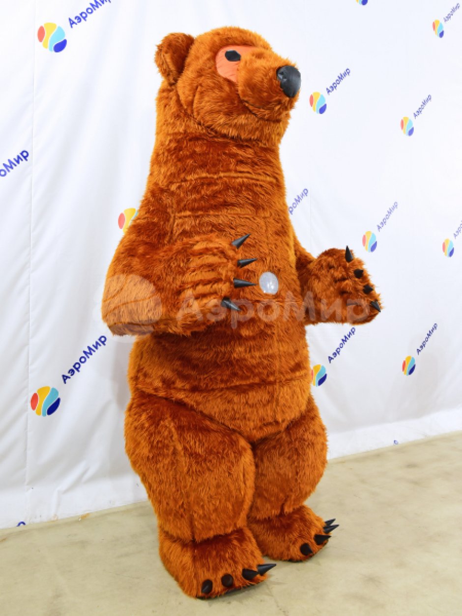 Надувной костюм Мишка, медведь из искусственного меха на одного оператора