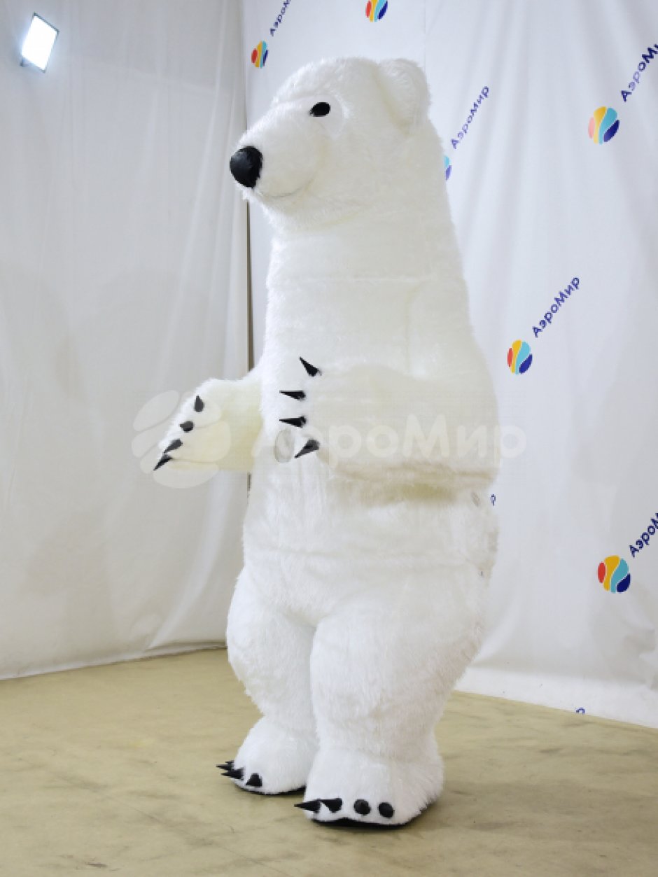 Надувной костюм белый Медведь