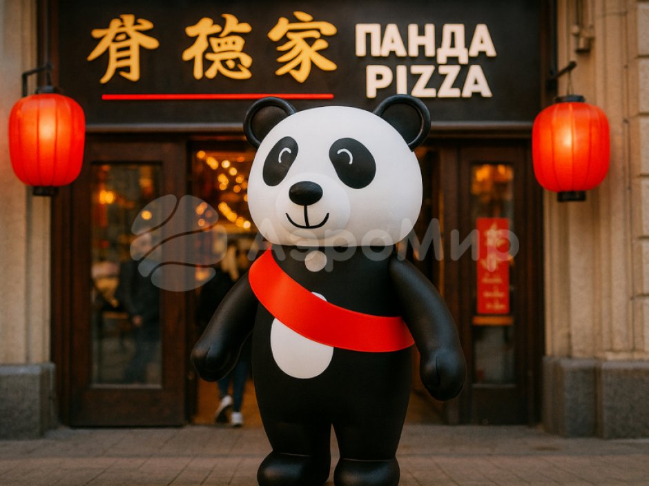 Надувной костюм Панда с лентой из искусственного меха