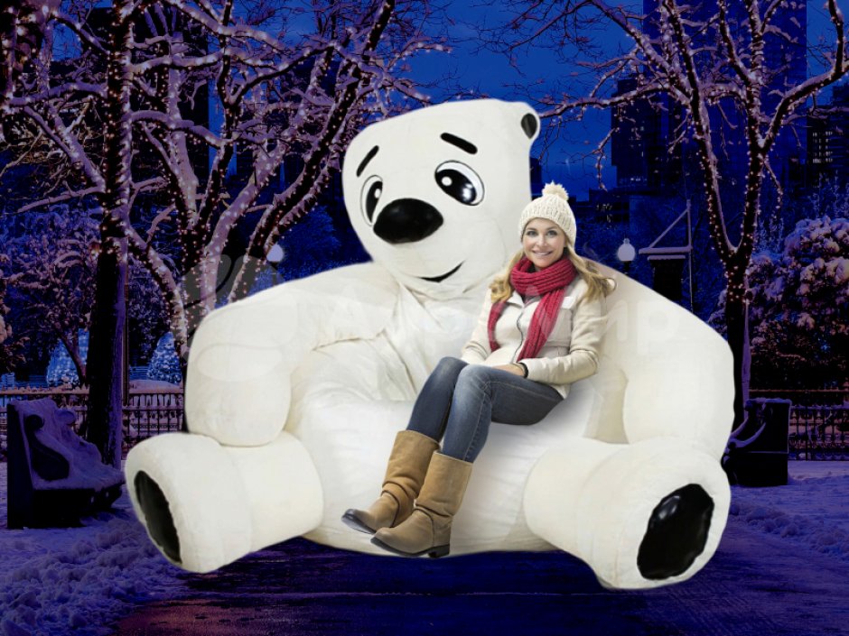 Кресло-мешок Белый Мишка — медведь-обнимашка