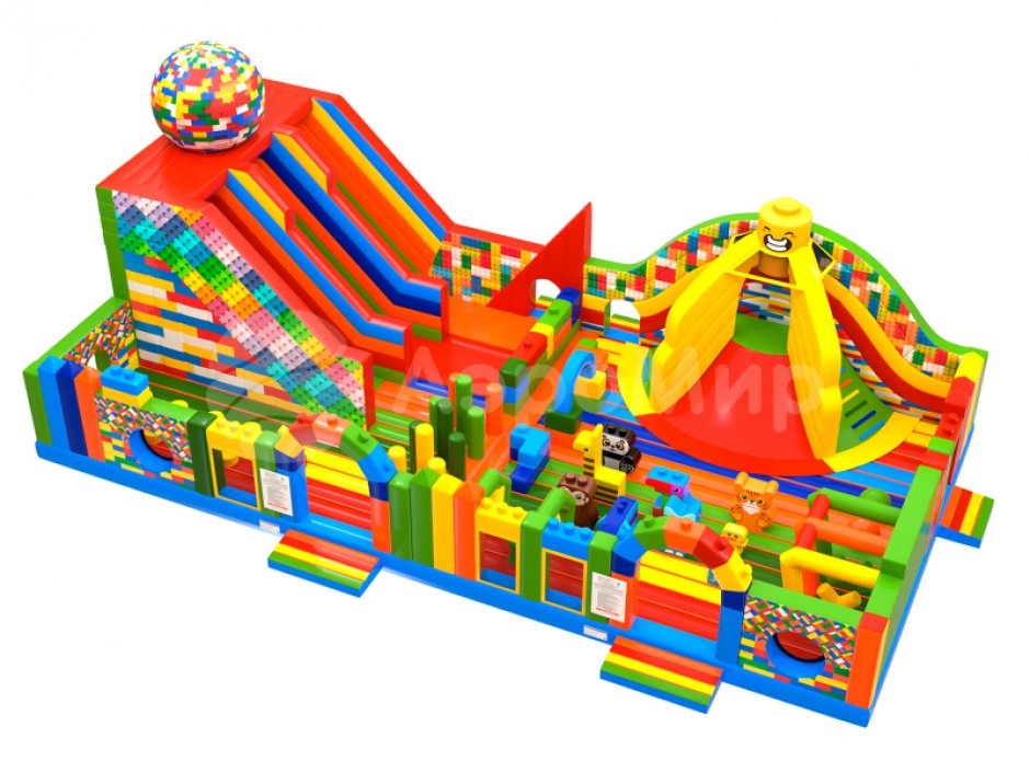 Большой надувной Батут легопарк— с горками и батутной ареной