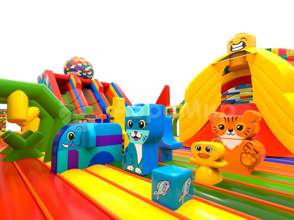 Большой надувной Батут легопарк— с горками и батутной ареной