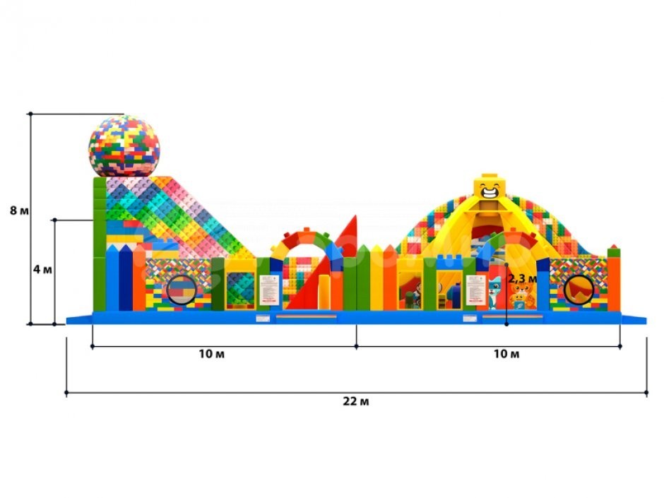 Большой надувной Батут легопарк— с горками и батутной ареной