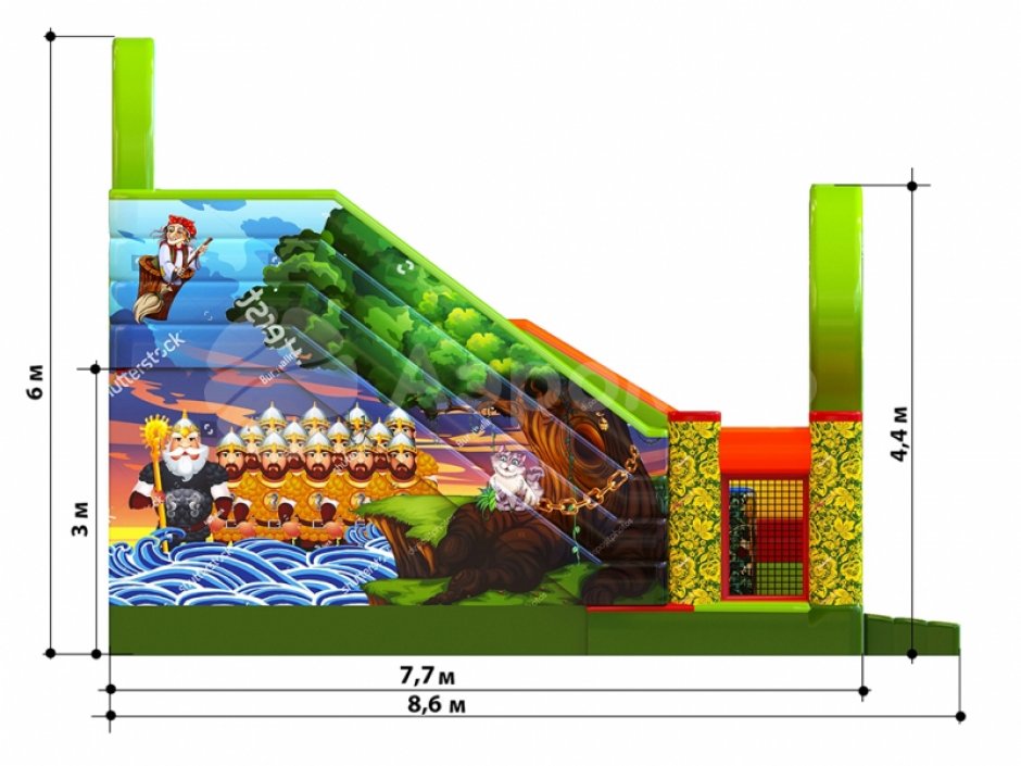 Надувной батутный комплекс Лукоморье — большой коммерческий аттракцион на 85 м²