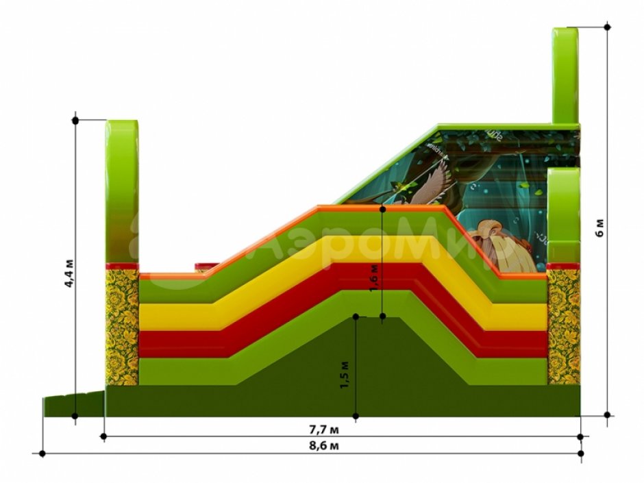 Надувной батутный комплекс Лукоморье — большой коммерческий аттракцион на 85 м²