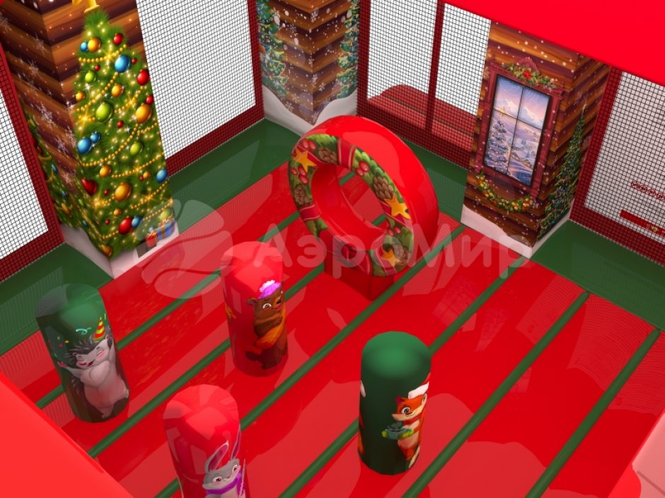 Надувной батут для бизнеса — изба Деда Мороза