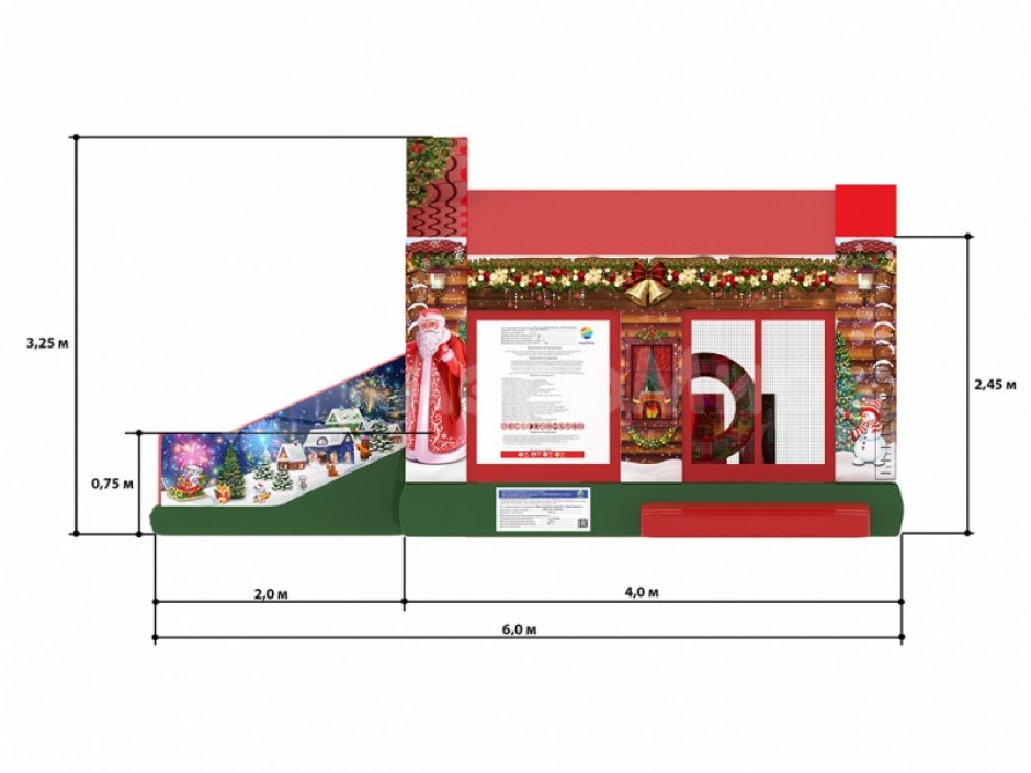 Надувной батут для бизнеса — изба Деда Мороза