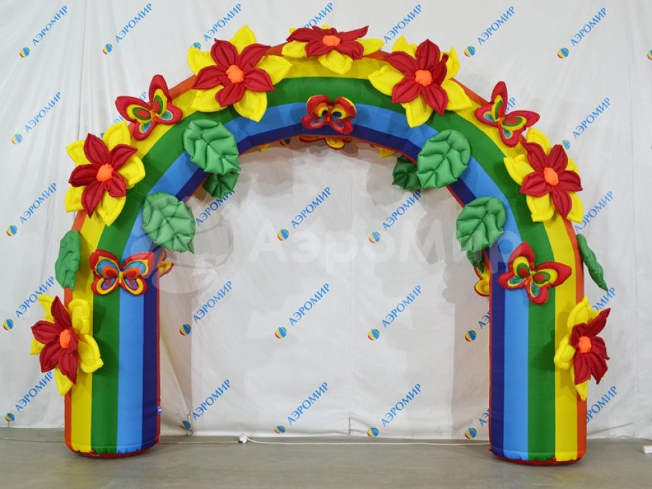 Надувная арка Радужная с декором