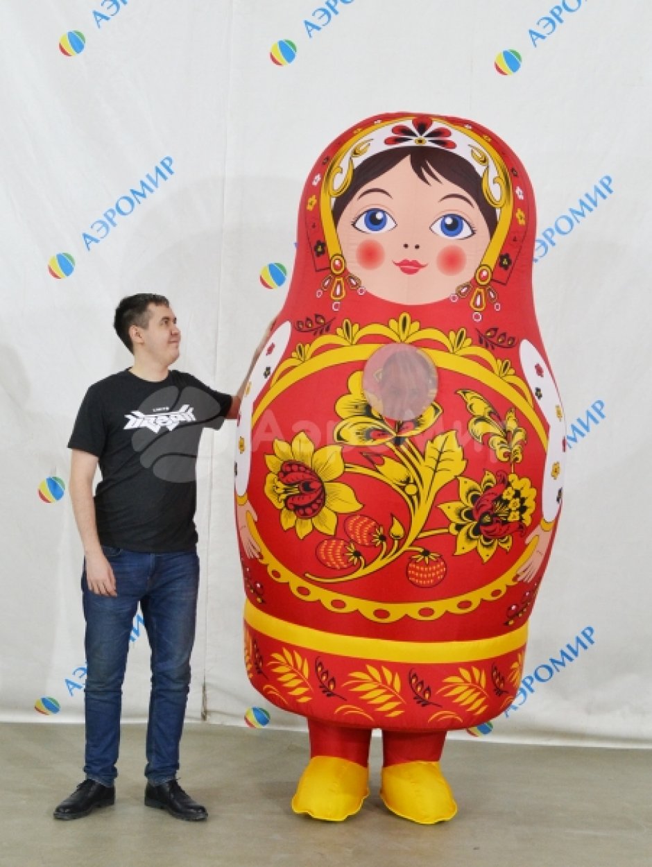 Надувной костюм Матрешка с авторским декором по русским народным мотивам