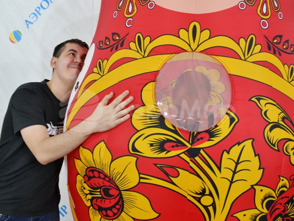 Надувной костюм Матрешка с авторским декором по русским народным мотивам