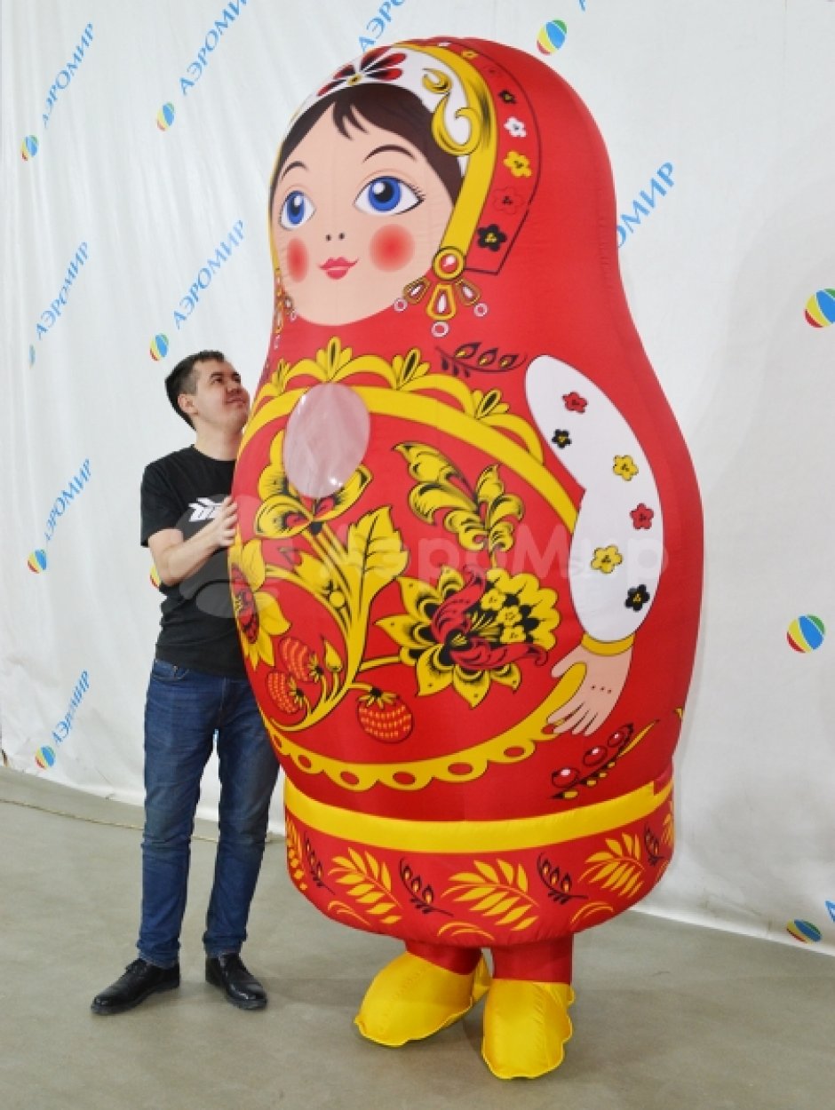 Надувной костюм Матрешка с авторским декором по русским народным мотивам