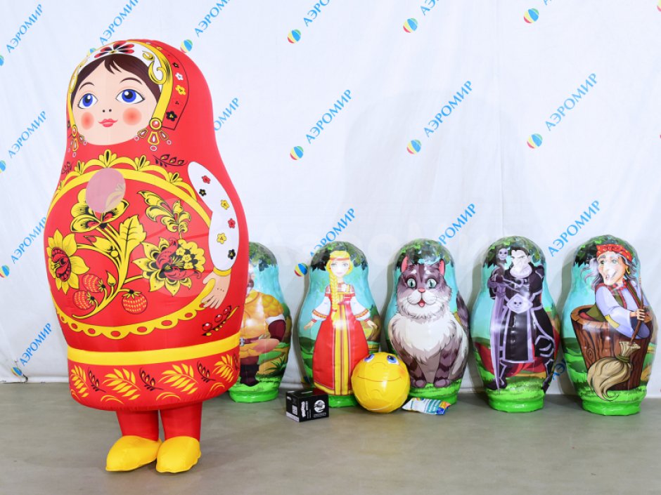 Надувной костюм Матрешка с авторским декором по русским народным мотивам