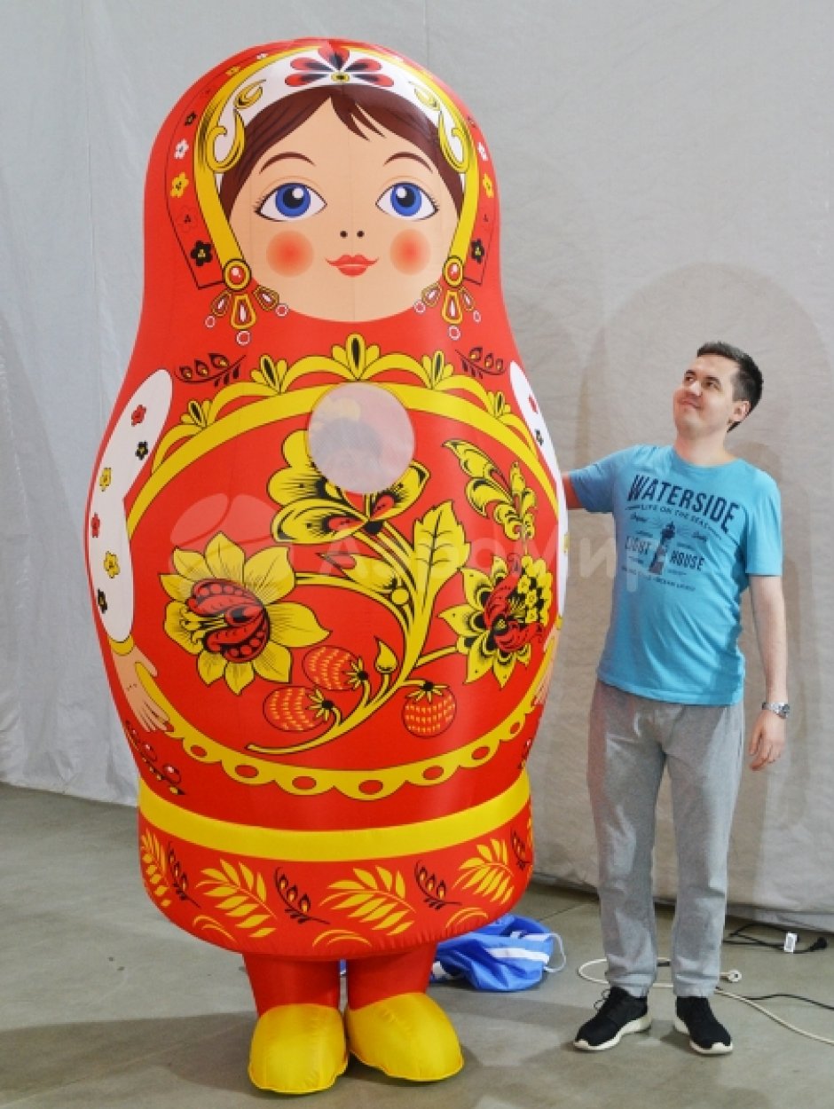 Надувной костюм Матрешка с авторским декором по русским народным мотивам