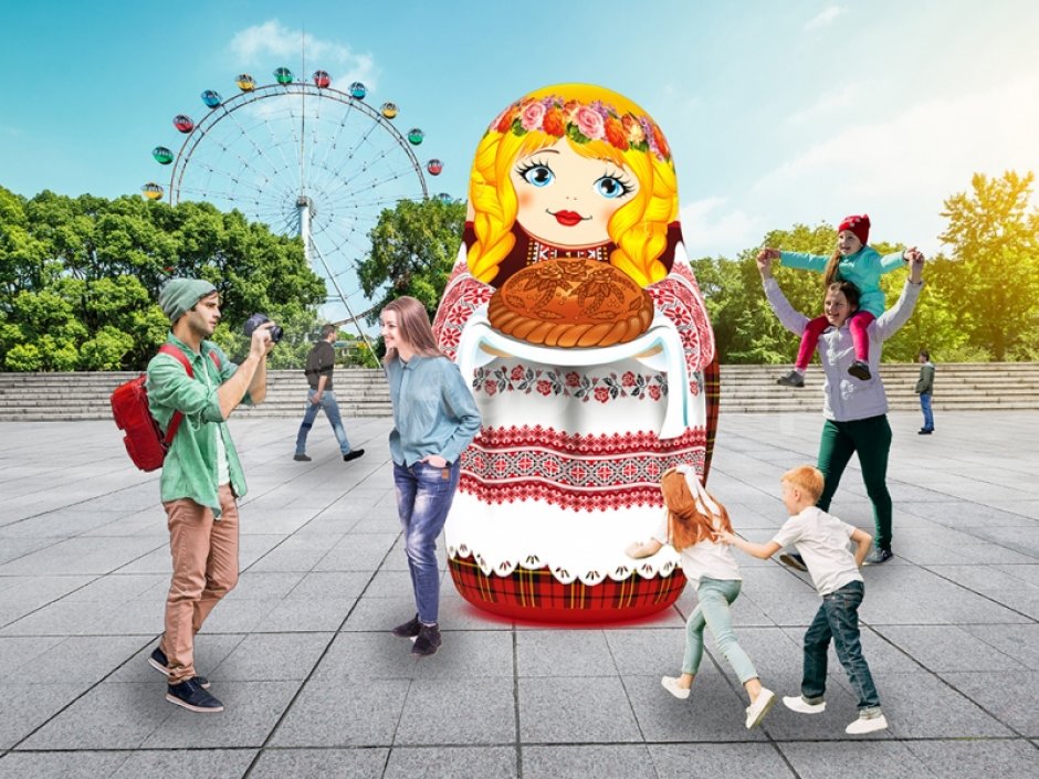 Национальные надувные матрешки — яркие образы для оформления и привлечения внимания