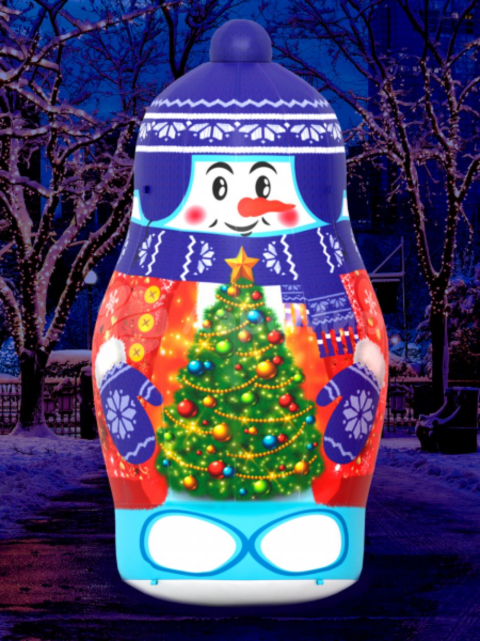 Надувная матрешка Снеговик