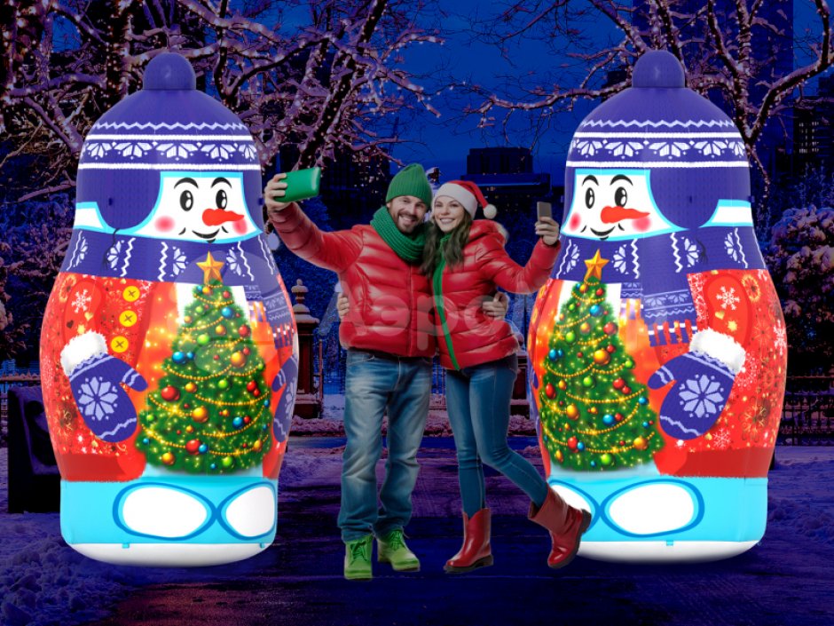 Надувная матрешка Снеговик