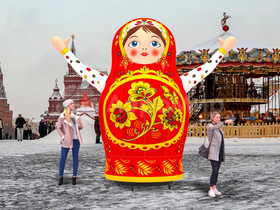 Надувная Матрёшка зазывала — с машущей рукой