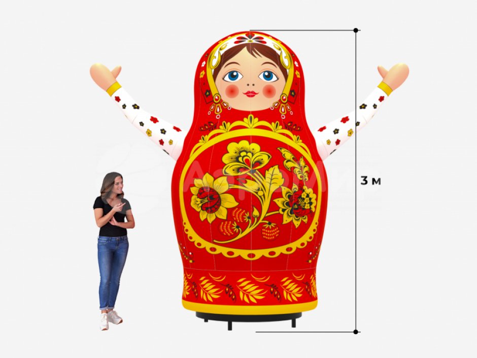 Надувная Матрёшка зазывала — с машущей рукой