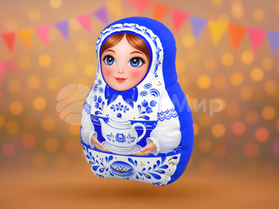 Матрешка-подушка Гжель