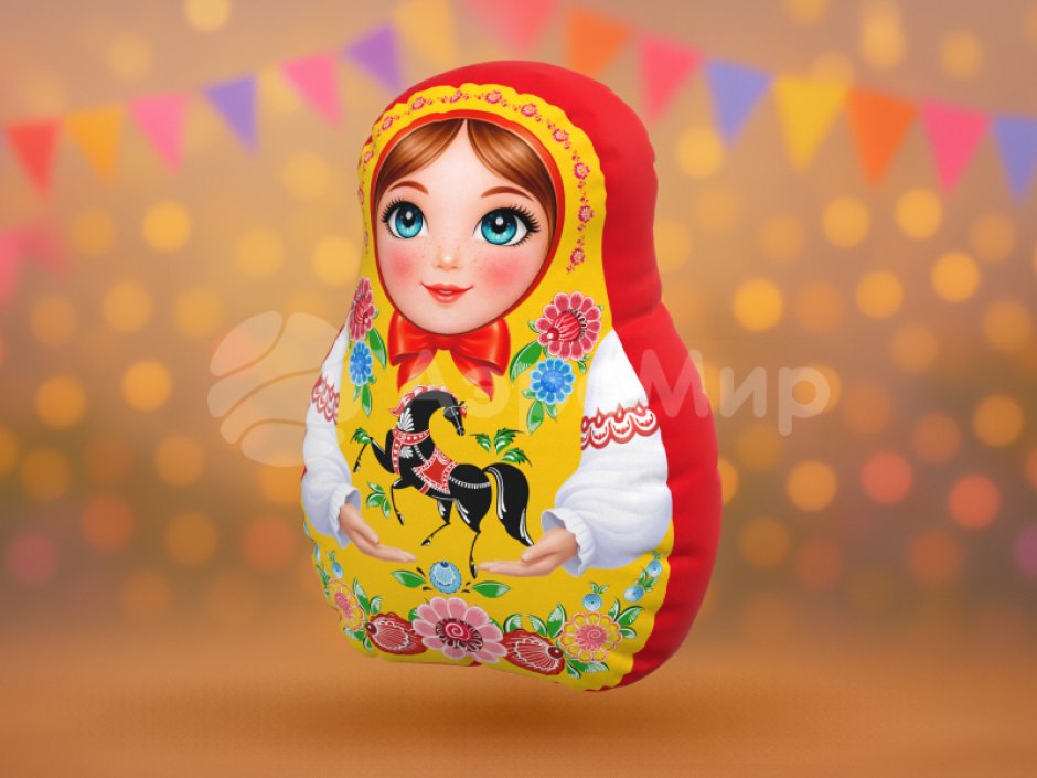 Матрешка-подушка Городец