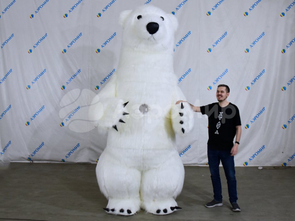 Надувной костюм Мишка, медведь из искусственного меха на одного оператора