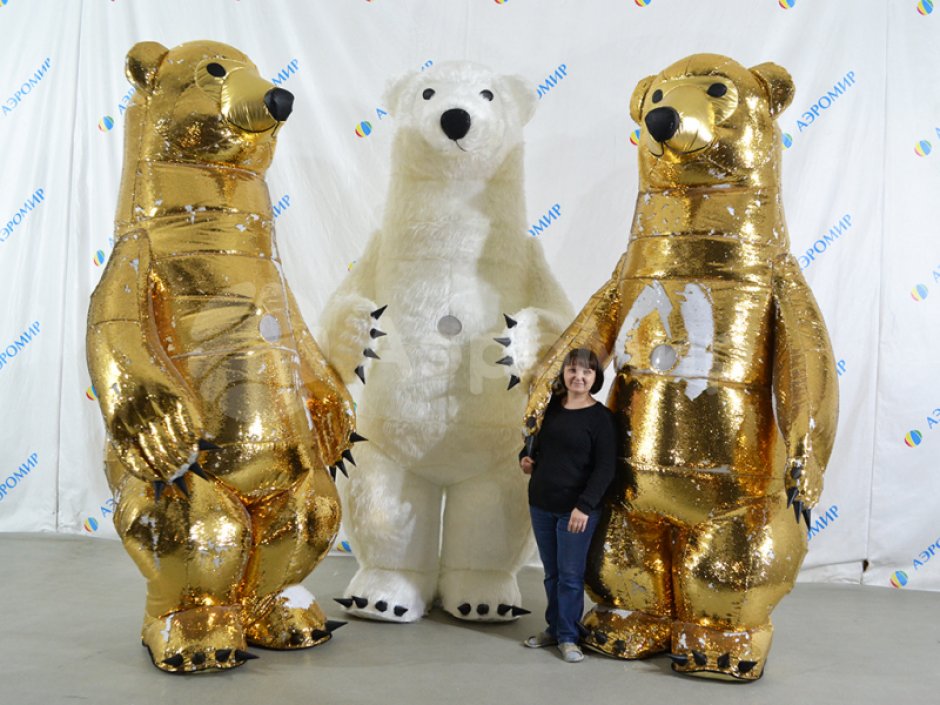 Надувной костюм Мишка, медведь из искусственного меха на одного оператора