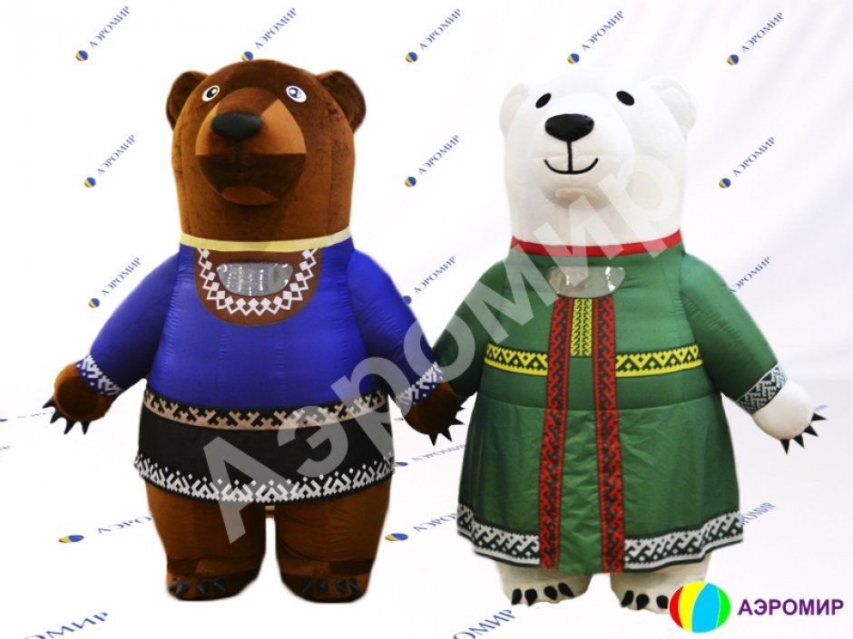 Надувной костюм Медведя в национальных костюмах и рубахах