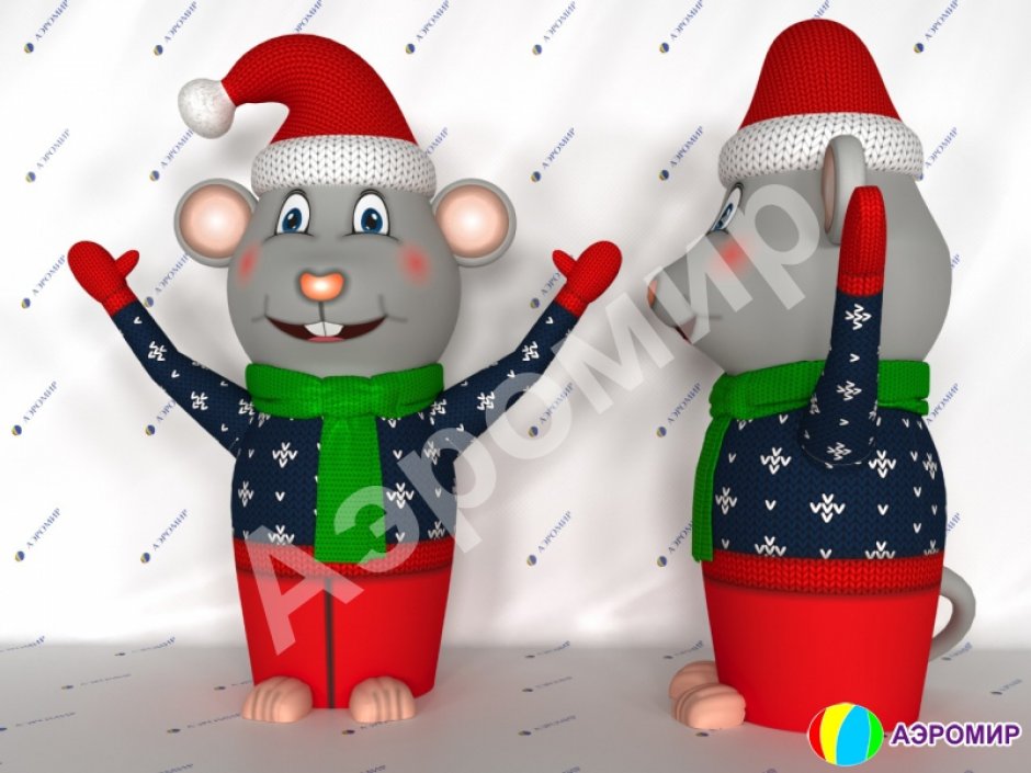 Надувная Мышь — фигура с машущей рукой