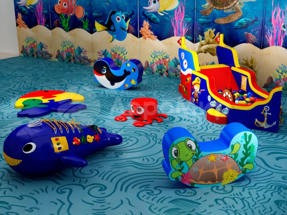 Мягкая игровая комната «Морские обитатели» с комплектацией под ключ